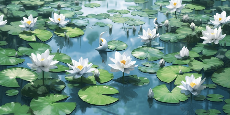 唯美夏天池塘里绽放的荷花插画背景,插画/手绘图,插画/手绘图库,插画/手绘图下载,插画/手绘